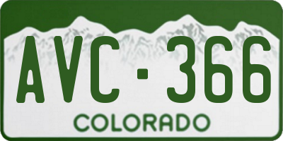 CO license plate AVC366