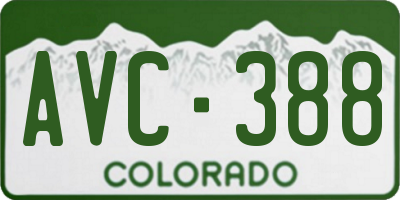 CO license plate AVC388