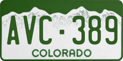 CO license plate AVC389