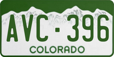 CO license plate AVC396