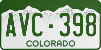CO license plate AVC398