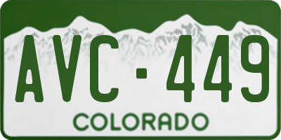 CO license plate AVC449