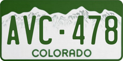 CO license plate AVC478