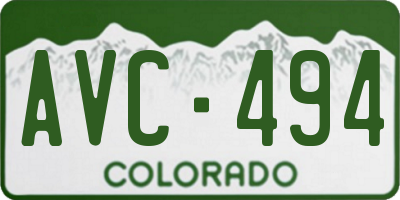 CO license plate AVC494