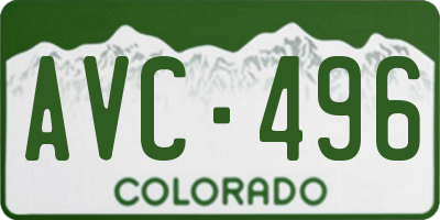 CO license plate AVC496