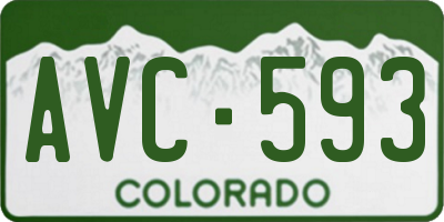 CO license plate AVC593