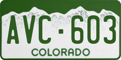 CO license plate AVC603