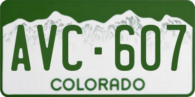CO license plate AVC607