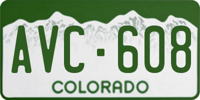 CO license plate AVC608