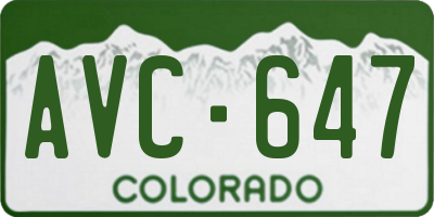CO license plate AVC647
