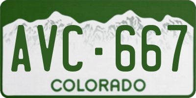 CO license plate AVC667