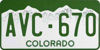 CO license plate AVC670