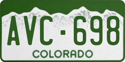 CO license plate AVC698