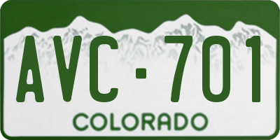 CO license plate AVC701
