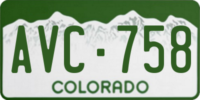 CO license plate AVC758