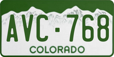 CO license plate AVC768