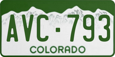 CO license plate AVC793