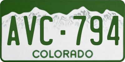 CO license plate AVC794