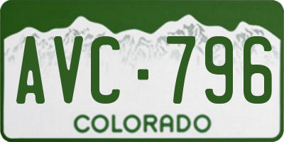 CO license plate AVC796