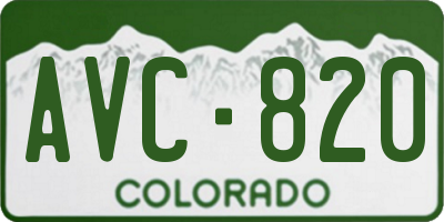 CO license plate AVC820