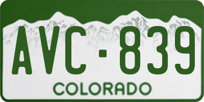 CO license plate AVC839