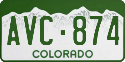 CO license plate AVC874
