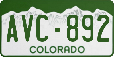 CO license plate AVC892