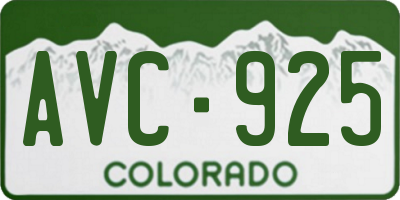 CO license plate AVC925