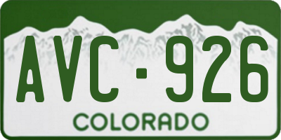 CO license plate AVC926