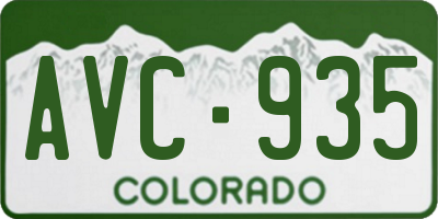 CO license plate AVC935