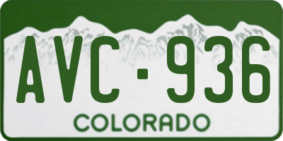 CO license plate AVC936