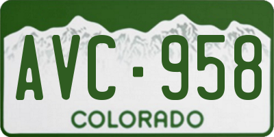 CO license plate AVC958