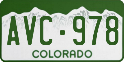 CO license plate AVC978