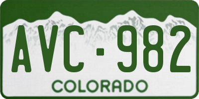 CO license plate AVC982