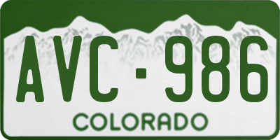 CO license plate AVC986