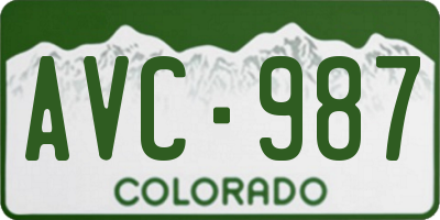 CO license plate AVC987