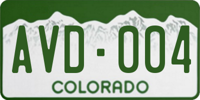 CO license plate AVD004