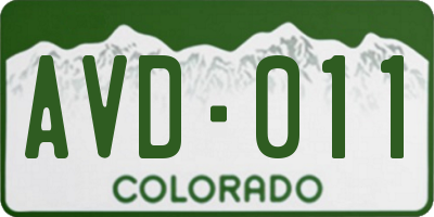 CO license plate AVD011