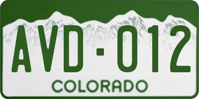 CO license plate AVD012