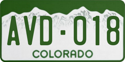 CO license plate AVD018