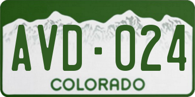 CO license plate AVD024