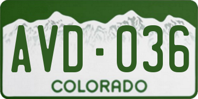 CO license plate AVD036