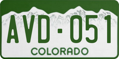 CO license plate AVD051