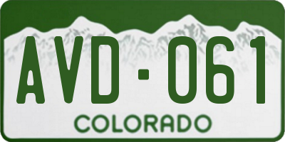 CO license plate AVD061