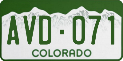 CO license plate AVD071