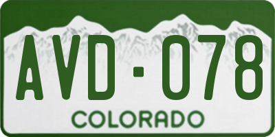 CO license plate AVD078