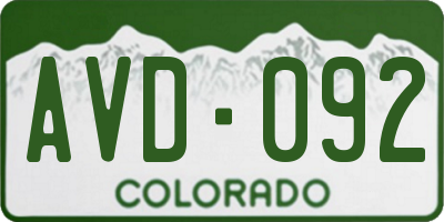 CO license plate AVD092