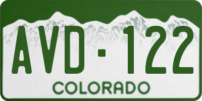CO license plate AVD122