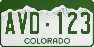 CO license plate AVD123
