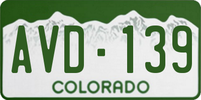 CO license plate AVD139